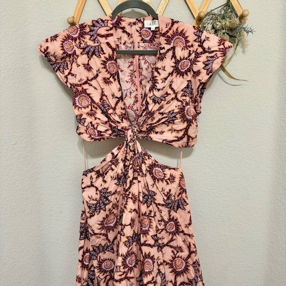 A.L.C. Alexandria Cutout Waist Maxi Dress in Pink Floral Print Size 14 - Picture 8 of 12